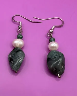 E5 - Raw Emerald + Freshwater Pearls