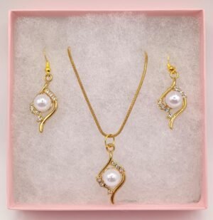 SVG 7 Faux Pearl with White Crystal Adornments, Matching Pendant