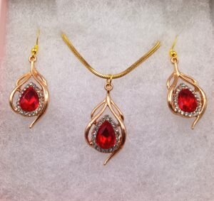SVG 8  -  Red Crystal Earrings and Pendant on 18" Chain