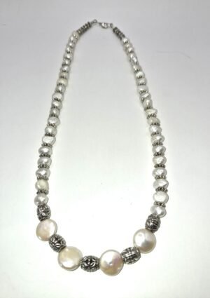 N 16 - Vintage Restrung Freshwater Pearls and Stainless Steel Spacers