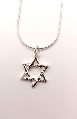 SRJ 7 - Star of David Necklace on 18" chain, silver tone
