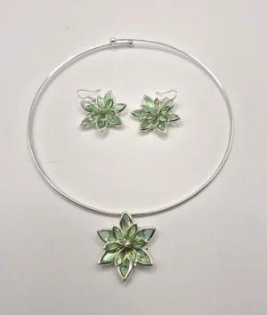 SSG 2 - Set with Light Green Crystals – Earrings and Choker