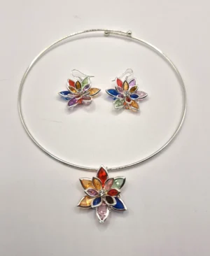 SSG 3 - Set with Multi-Colored Crystals – Earrings and Choker