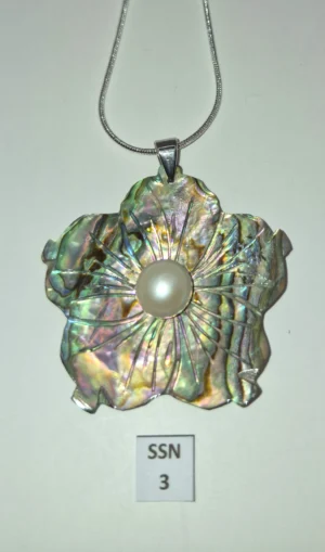 SSN 3 - Brightly-Colored Abalone Shell with Central Pearl Accent