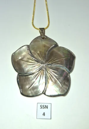 SSN 4 - Flower-Shaped Black-Lipped Shell on 20” Gold-tone Chain