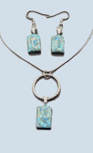 S 1 - Copper Turquoise Earrings with Matching Pendant