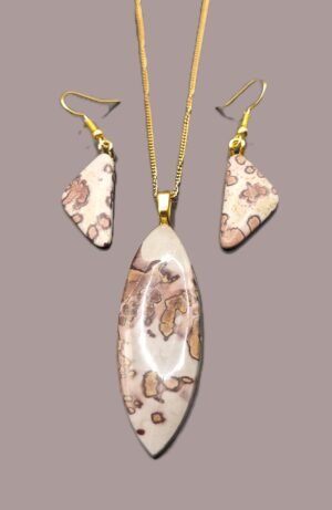 S 2  - Coffee Bean Jasper Earrings with Matching Pendant